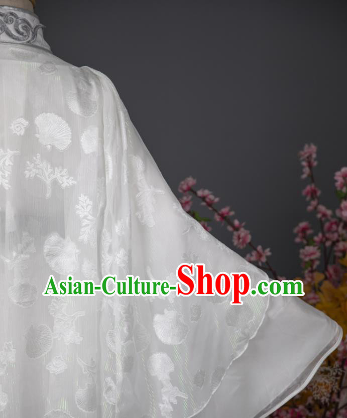China Traditional Hanfu Apparels Ancient Swordsman White Clothing Cosplay Prince Garment Costumes