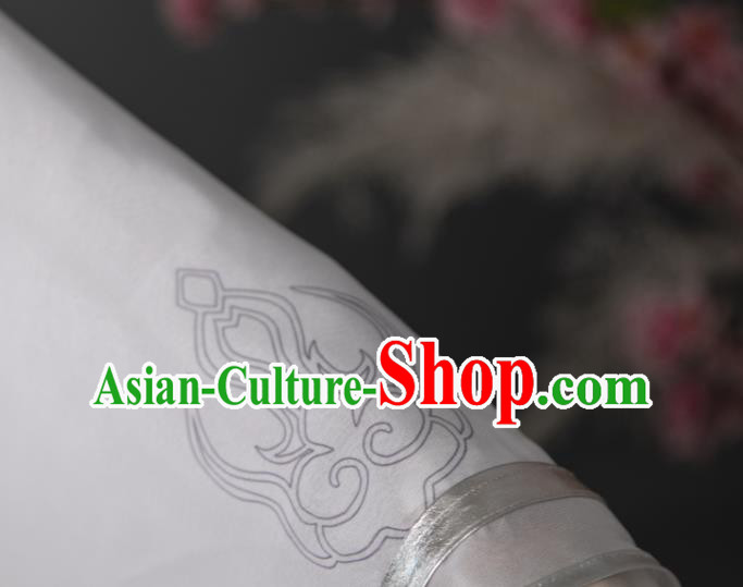 China Cosplay Prince Garment Costumes Traditional Hanfu Apparels Ancient Swordsman White Printing Clothing