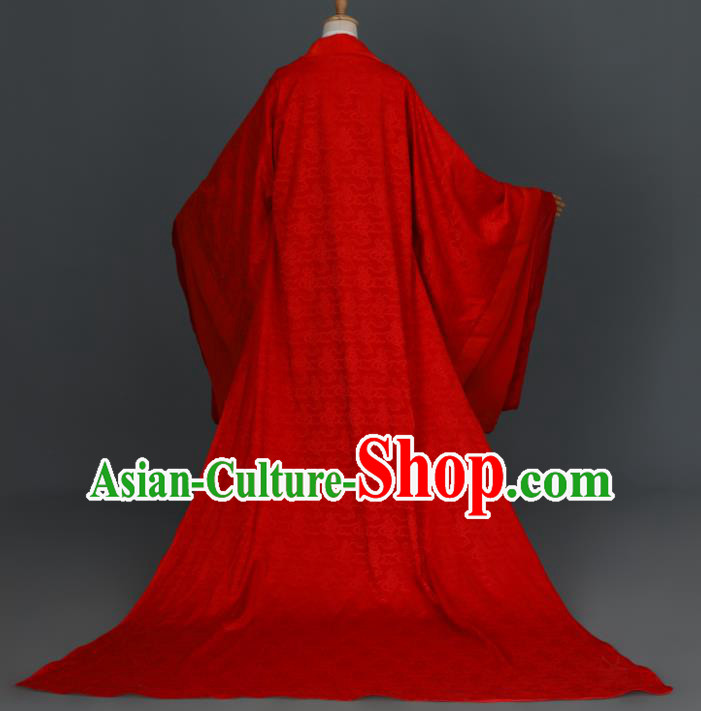 China Traditional Hanfu Wedding Apparels Ancient Young Childe Red Clothing Cosplay Prince Garment Costumes