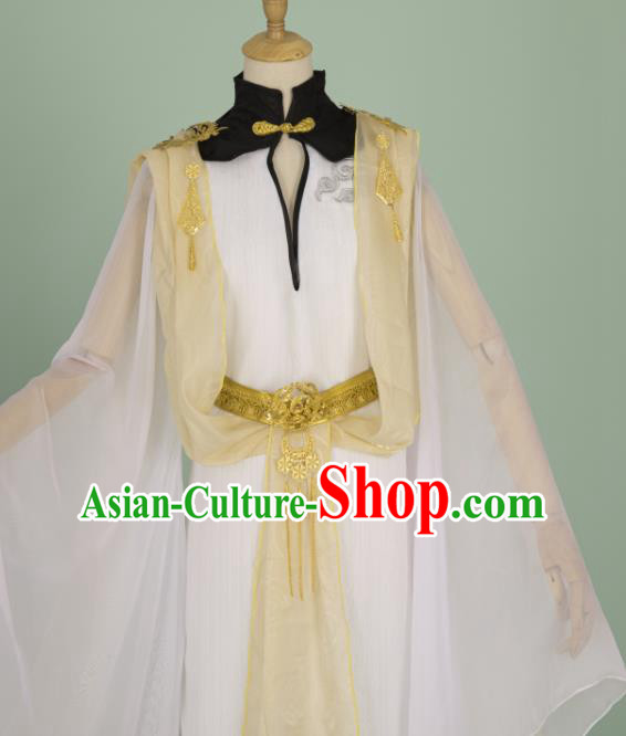 China Ancient Young Childe Clothing Cosplay Prince Garment Costumes Traditional Hanfu White Apparels
