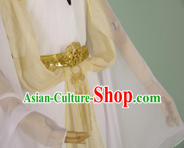 China Ancient Young Childe Clothing Cosplay Prince Garment Costumes Traditional Hanfu White Apparels
