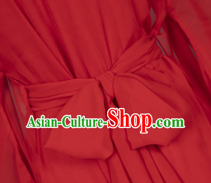 China Ancient Swordswoman Red Dress Clothing Cosplay Goddess Garment Costumes Traditional Hanfu Apparels