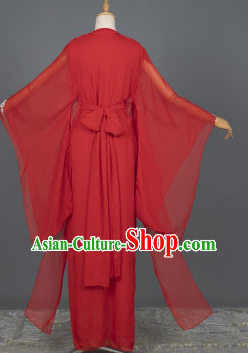 China Ancient Swordswoman Red Dress Clothing Cosplay Goddess Garment Costumes Traditional Hanfu Apparels