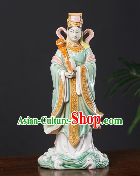 Handmade Shi Wan  Figurine Goddess Ma Zu Statue Meizhou Island Heaven Queen Ceramics Statue Craft