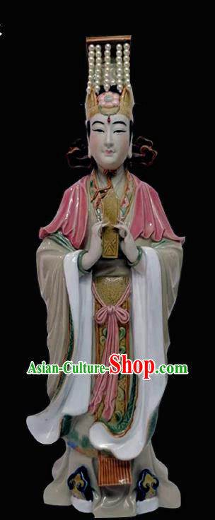 Handmade Heaven Queen Ceramics Statue Craft Shi Wan Figurine Goddess Ma Zu Statue