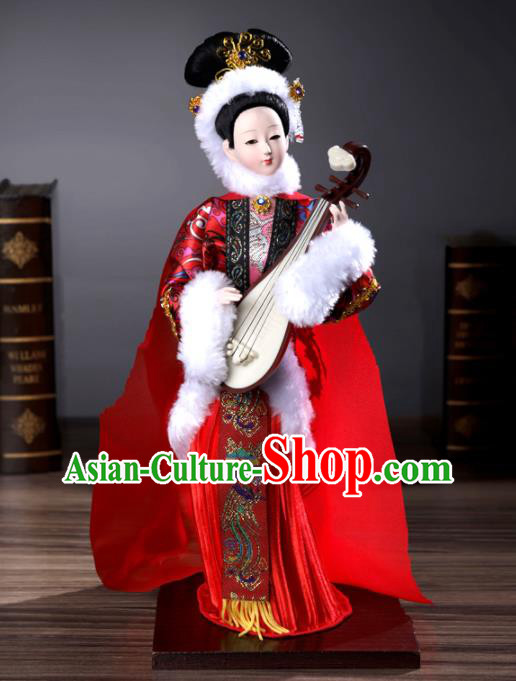 Handmade Red Traditional China Beijing Silk Figurine - Empress Wang Zhaojun