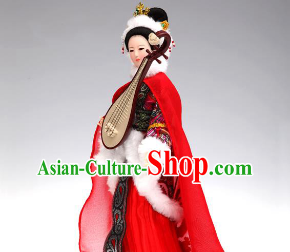 Handmade Red Traditional China Beijing Silk Figurine - Empress Wang Zhaojun