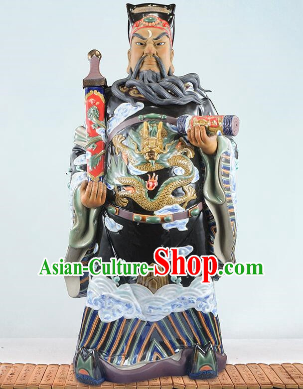 Chinese Shi Wan Figurine Clay Bao Zheng Statue Handmade Ceramic Bao Qing Tian Judge Bao Statue