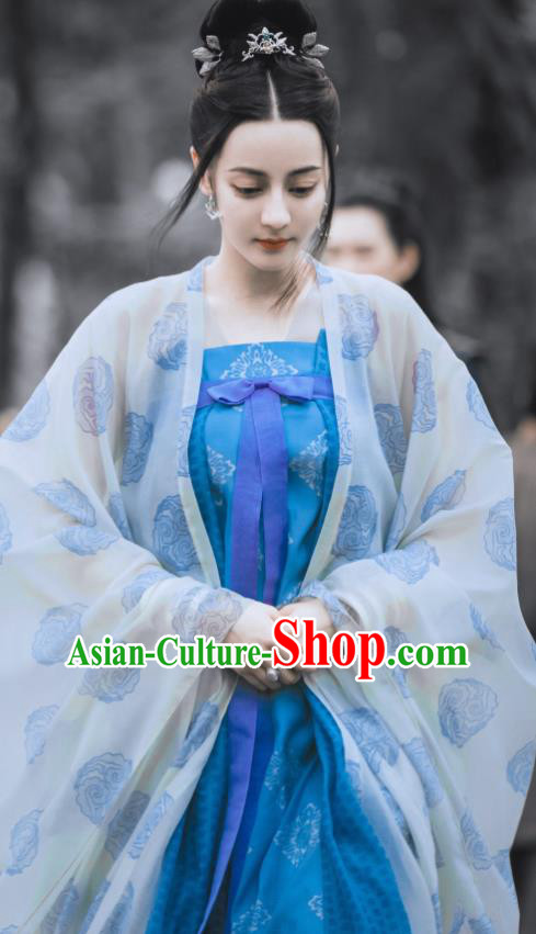 Chinese Drama The Long Ballad Li Chang Ge Ruqun Clothing Ancient Princess Garment Costumes Traditional Blue Hanfu Dress Apparels