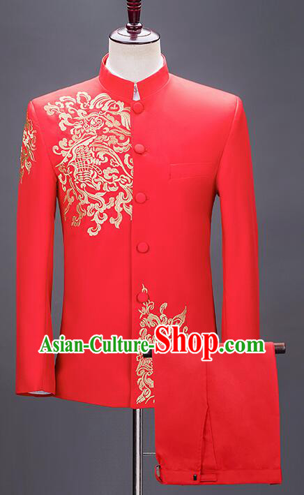 Chinese Tang Suits Traditional Wedding Suits Groom Costumes Zhongshan Clothing