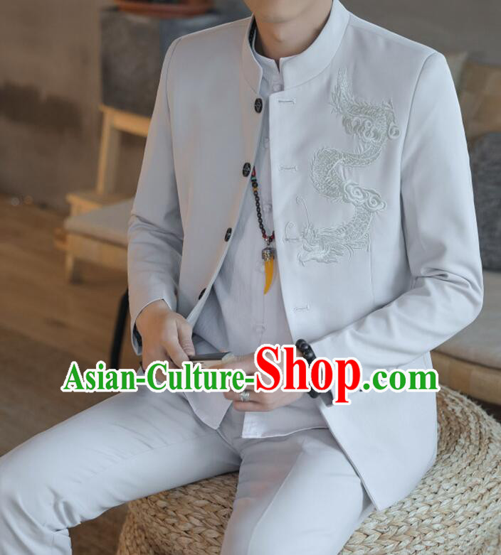 Chinese Zhongshan Groom Clothing Traditional Tang Suits Wedding Suits Embroidered Dragon Costumes