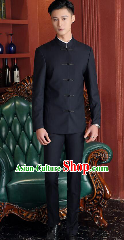 Chinese Wedding Suits Costumes Groom Clothing Traditional Black Tang Zhuang