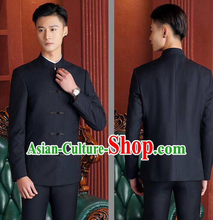 Chinese Wedding Suits Costumes Groom Clothing Traditional Black Tang Zhuang