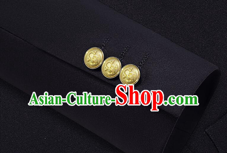 Chinese Groom Black Zhongshan Clothing Traditional Wedding Suits Tang Zhuang Costumes