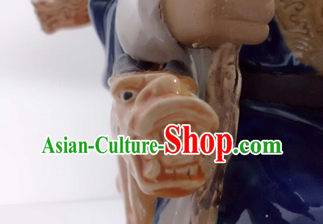 Chinese Handmade Arts Shi Wan Ceramic Figurine Tu Do Gong Porcelain Statue