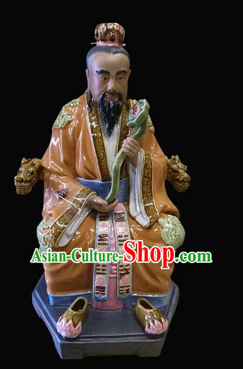 Chinese Handmade Arts Shi Wan Ceramic Three Gods Figurine San Qing Porcelain Statues