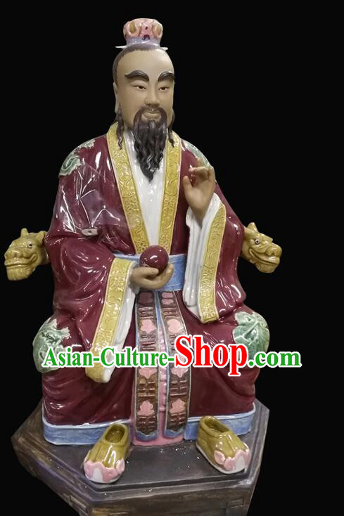 Chinese Handmade Arts Shi Wan Ceramic Three Gods Figurine San Qing Porcelain Statues
