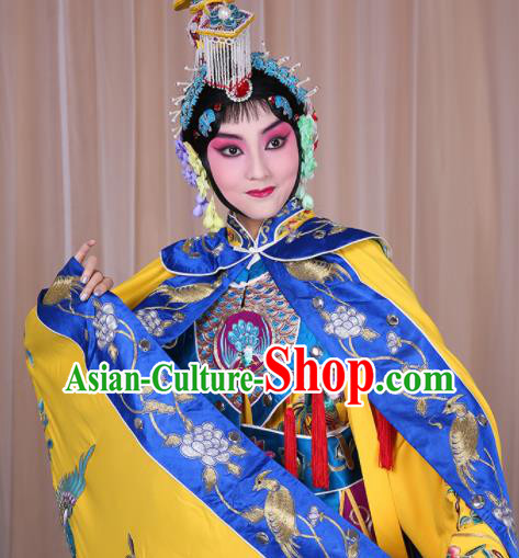 China Beijing Opera Diva Costume Peking Opera Empress Yellow Mantle Garment Traditional Opera Yu Ji Cape Clothing