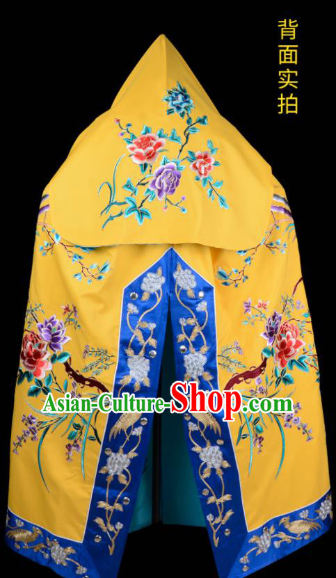 China Beijing Opera Diva Costume Peking Opera Empress Yellow Mantle Garment Traditional Opera Yu Ji Cape Clothing