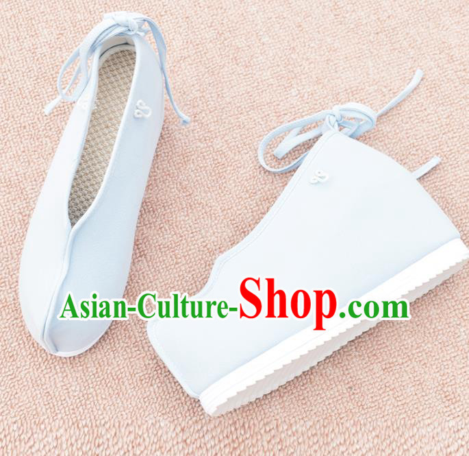 China National Women Shoes Traditional Hanfu Cloth Shoes Ancient Princess Light Blue Shoes