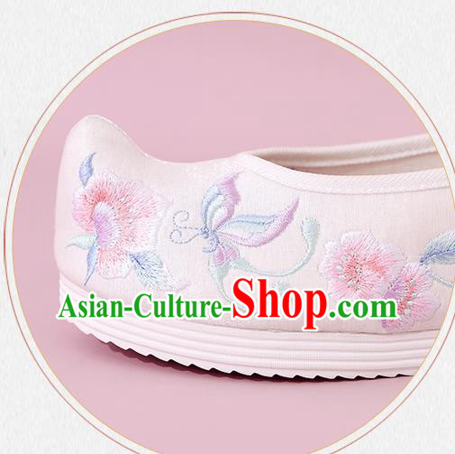 China Traditional White Cloth Bow Shoes National Shoes Embroidered Shoes Princess Shoes