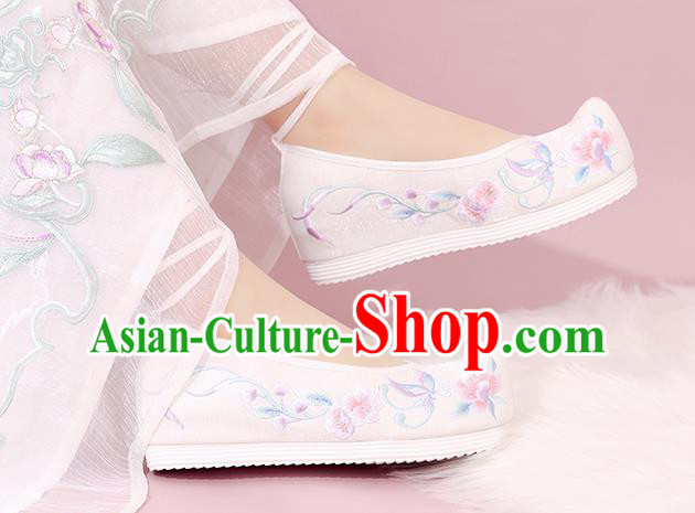 China Traditional White Cloth Bow Shoes National Shoes Embroidered Shoes Princess Shoes