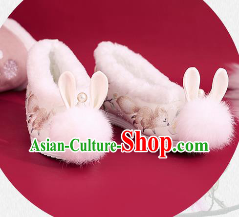 China Princess Shoes Traditional Rabbit Ear Shoes National Winter Shoes Embroidered Squirrel Shoes