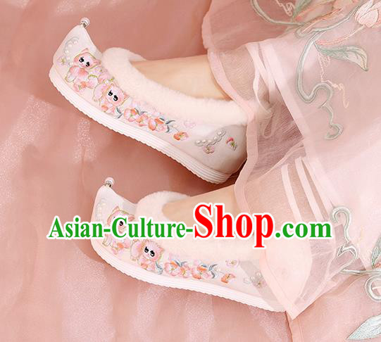 China Winter Embroidered Shoes Ming Dynasty Princess Shoes National Cloth Shoes Traditional Hanfu Shoes