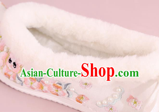 China Winter Embroidered Shoes Ming Dynasty Princess Shoes National Cloth Shoes Traditional Hanfu Shoes