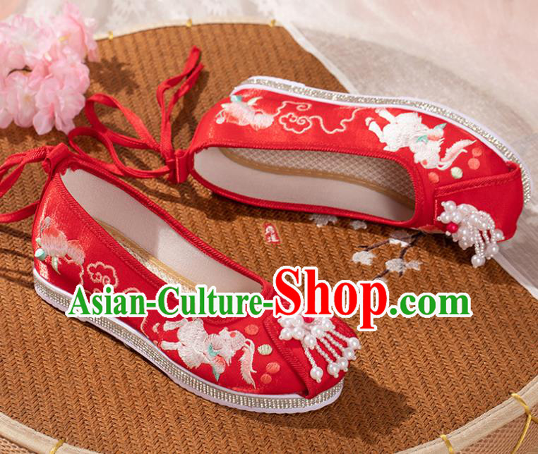 China National Wedding Shoes Traditional Embroidered Shoe Classical Dance Cloth Shoes