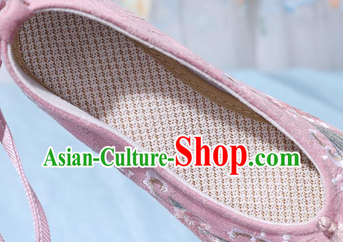 China National Wedge Heel Shoes Traditional Pink Cloth Shoes Embroidered Shoes