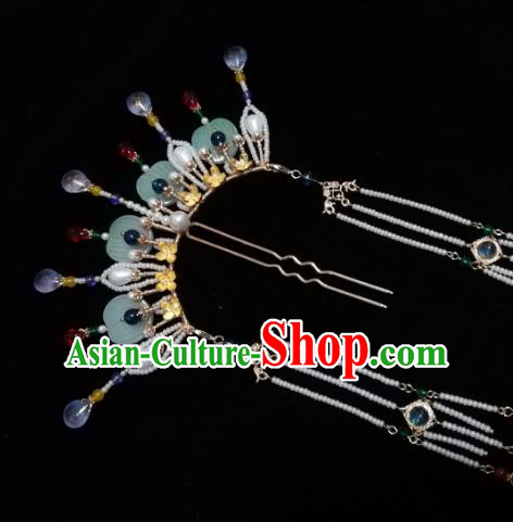 Chinese Traditional Tassel Hairpin Hanfu Hair Accessories Ancient Empress Pearls Hair Crown