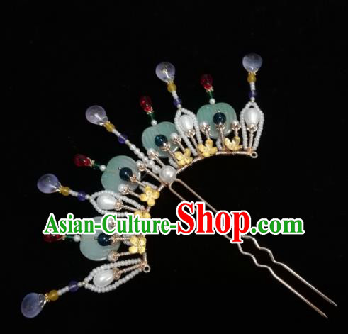 Chinese Traditional Tassel Hairpin Hanfu Hair Accessories Ancient Empress Pearls Hair Crown