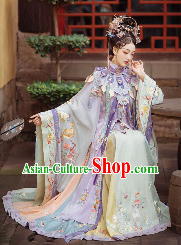 China Ancient Imperial Consort Embroidered Hanfu Costumes Traditional Ming Dynasty Palace Woman Historical Clothing