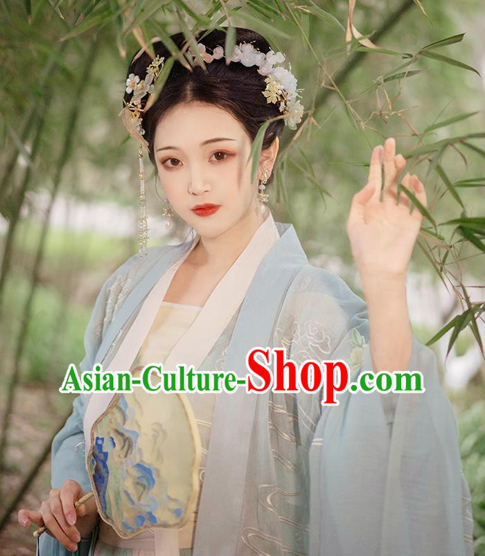 China Traditional Embroidered Hanfu Clothing Ancient Jin Dynasty Princess Costumes