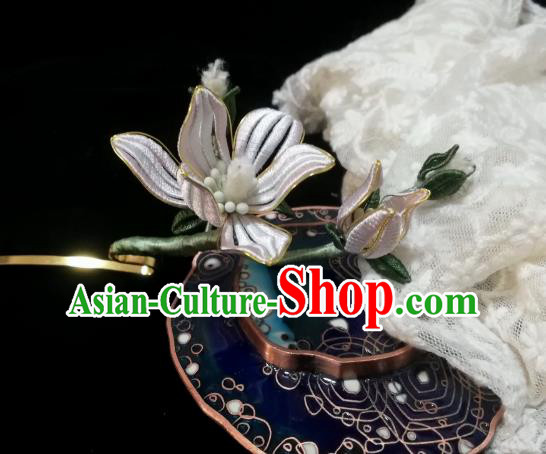 Chinese Traditional Silk Mangnolia Hairpin Hanfu Hair Accessories Ancient Song Dynasty Princess Hair Stick
