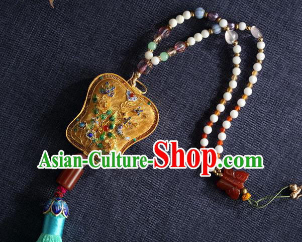 China Traditional Ming Dynasty Blueing Waist Jewelry Accessories National Green Tassel Pendant