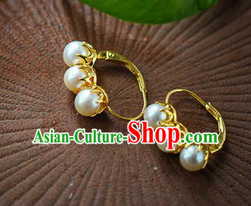 Chinese Traditional Ming Dynasty Court Earrings Accessories National Cheongsam Pearls Ear Jewelry