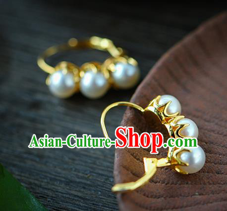 Chinese Traditional Ming Dynasty Court Earrings Accessories National Cheongsam Pearls Ear Jewelry