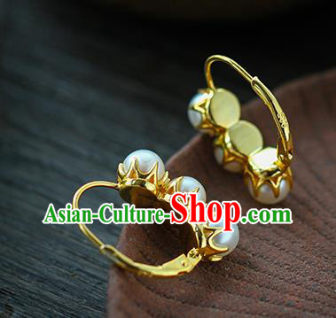 Chinese Traditional Ming Dynasty Court Earrings Accessories National Cheongsam Pearls Ear Jewelry