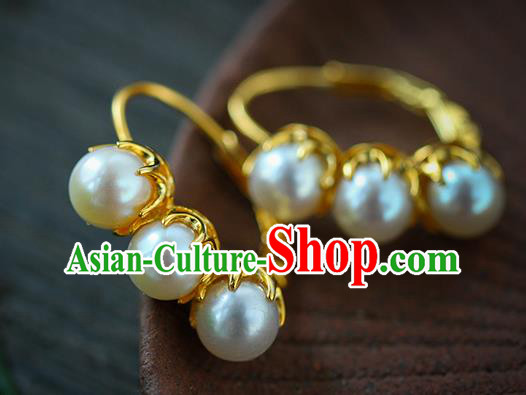 Chinese Traditional Ming Dynasty Court Earrings Accessories National Cheongsam Pearls Ear Jewelry