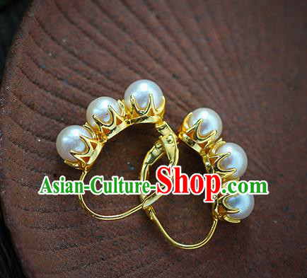 Chinese Traditional Ming Dynasty Court Earrings Accessories National Cheongsam Pearls Ear Jewelry