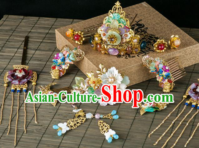 Chinese Traditional Ming Dynasty Empress Hairpin Ancient Court Woman Hair Crown Full Set