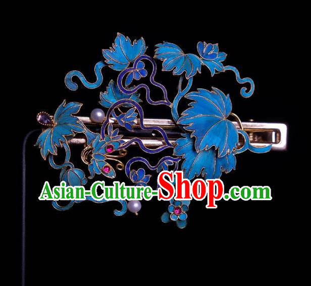 Chinese Traditional Qing Dynasty Blueing Gourd Hairpin Hair Jewelry Ancient Princess Hair Stick