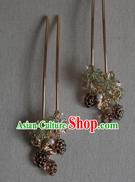 Chinese Ancient Princess Grape Tassel Hairpin Traditional Ming Dynasty Hanfu Hair Accessories