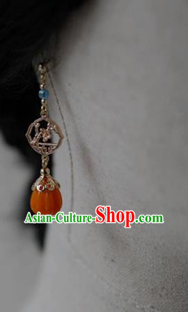 Chinese Ancient Ming Dynasty Princess Ear Jewelry Traditional Hanfu Ceregat Earrings Accessories