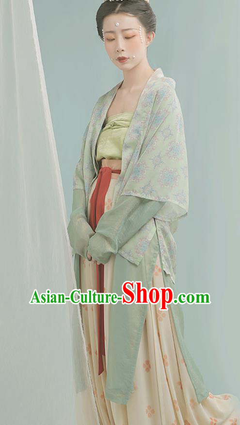 China Ancient Noble Lady Hanfu Costume Traditional Song Dynasty Young Beauty Historical Clothing