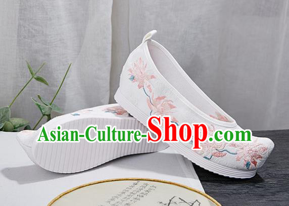 China National White Cloth Shoes Handmade Hanfu Shoes Traditional Shoes Embroidered Shoes