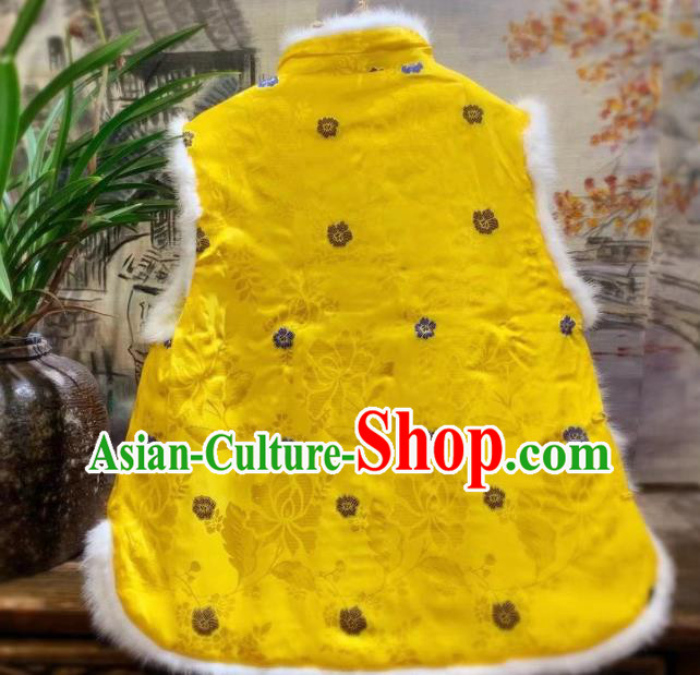 China Tang Suit Yellow Silk Waistcoat Winter Vest Women Clothing