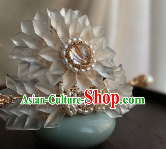 Chinese Handmade Pearls Hair Crown Traditional Hanfu Hair Accessories Ancient Princess Hair Comb